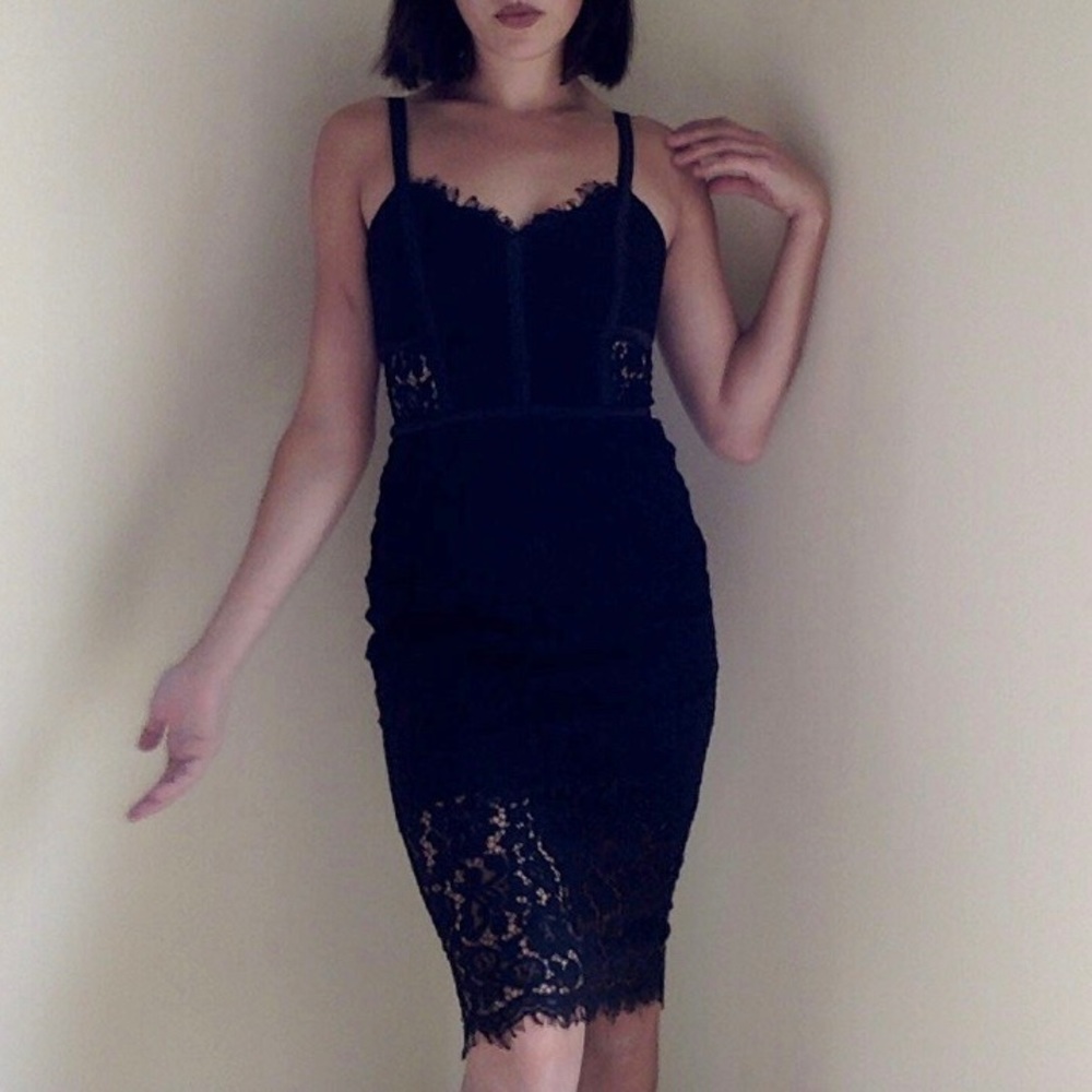 Express Sleeveless Lace Faux Corset Dress